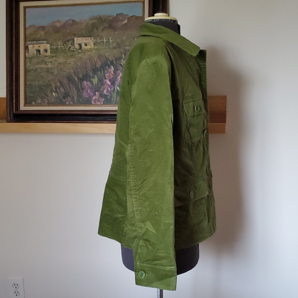 Talbots Olive Utility Button-Front Jacket - image 3